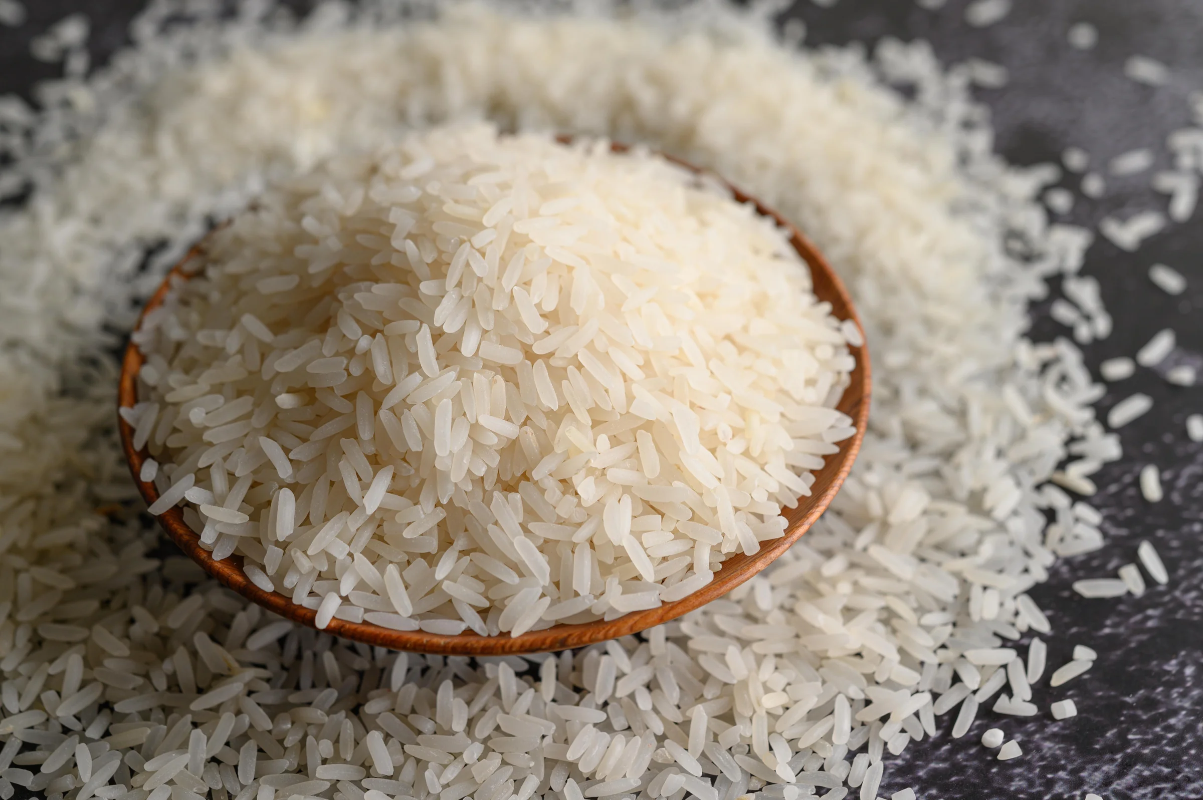 A bowl of long grain white Basmati rice
